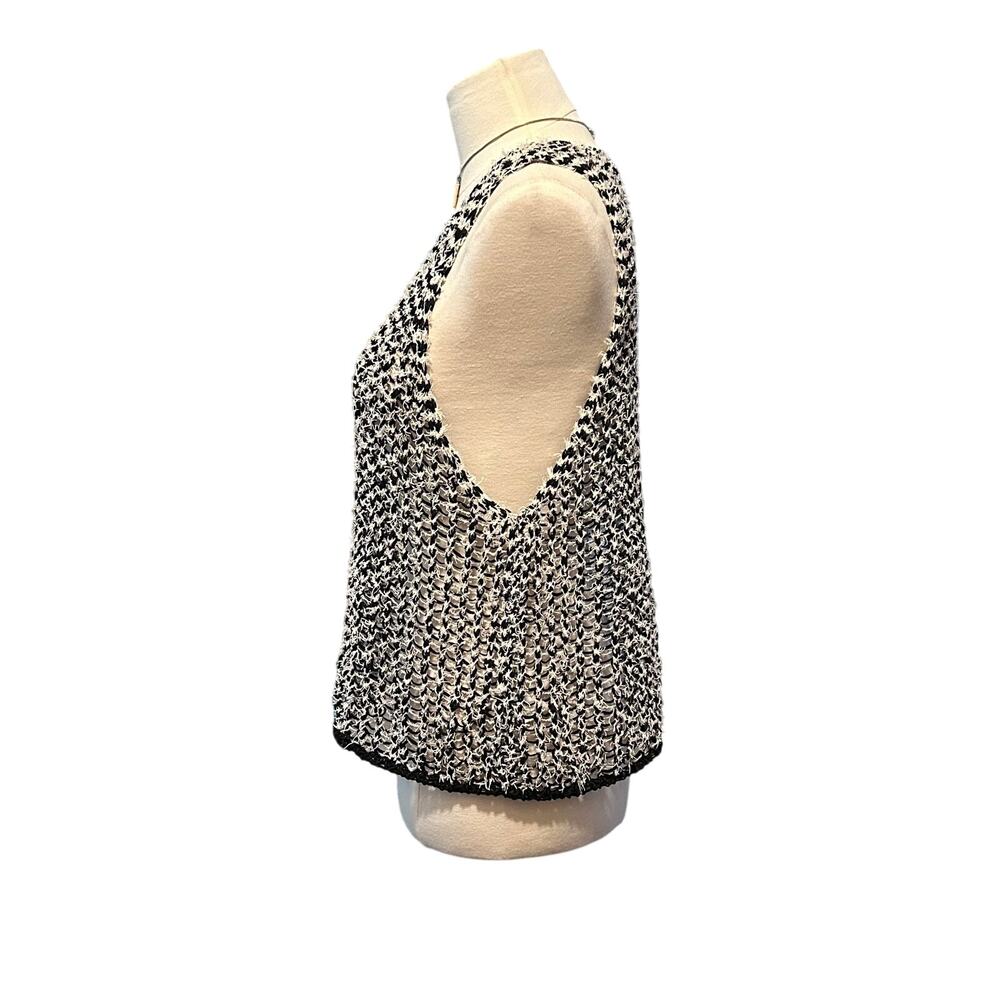 Elieen Fisher Italian Yarn Crop Tufted Twist Open Knit Tank Jewel Neck Sz Large - Picture 2 of 9